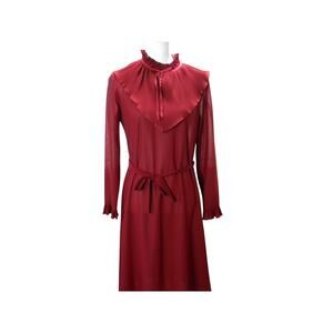 Vintage Princess Originals 70s 80s Red Long Sleeve Sheer Shift‎ Dress 12 Prairie